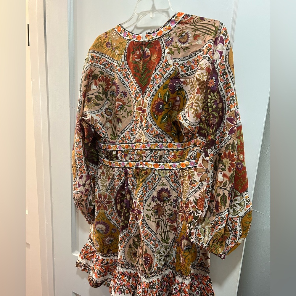 FARM Rio Rust Multi Floral Deep-V Tie-Waist Maxi Dress - Picture 4 of 4